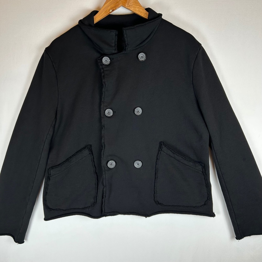 Frank & Eileen Mini Belfast Crop Knit Pea Coat Black Cotton Medium LABCROP - Picture 9 of 11